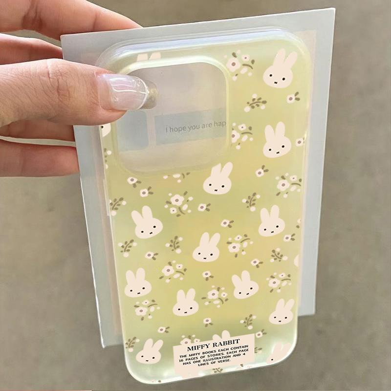 Pink Floral Rabbit for IPhone17 for Apple 16 Women's Mobile Phone Case 15promax Cartoon 14 Transparent 12