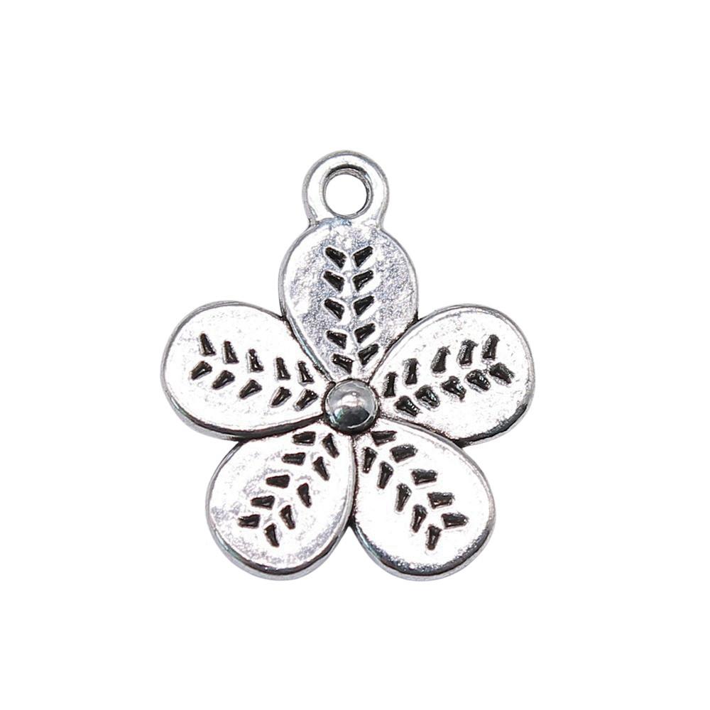 Simple Flower Charms Antique Alloy Pendants For Minimalist Floral Jewelry