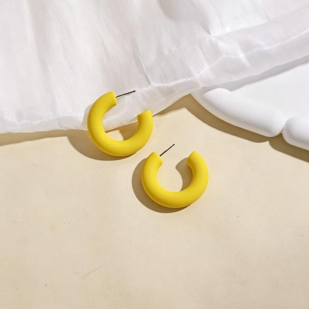 New Candy Color C Ring Stud Earrings Acrylic Earrings Simple and Fashionable Personalized C-shaped Earrings Ear Jewelry Women