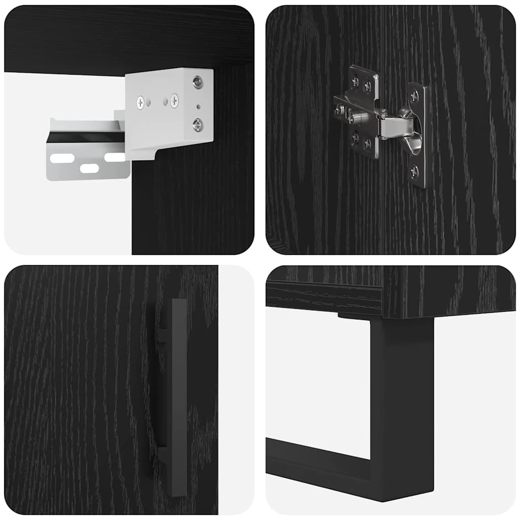 Highboard 2 pcs Black Oak Effect Wood Based Material