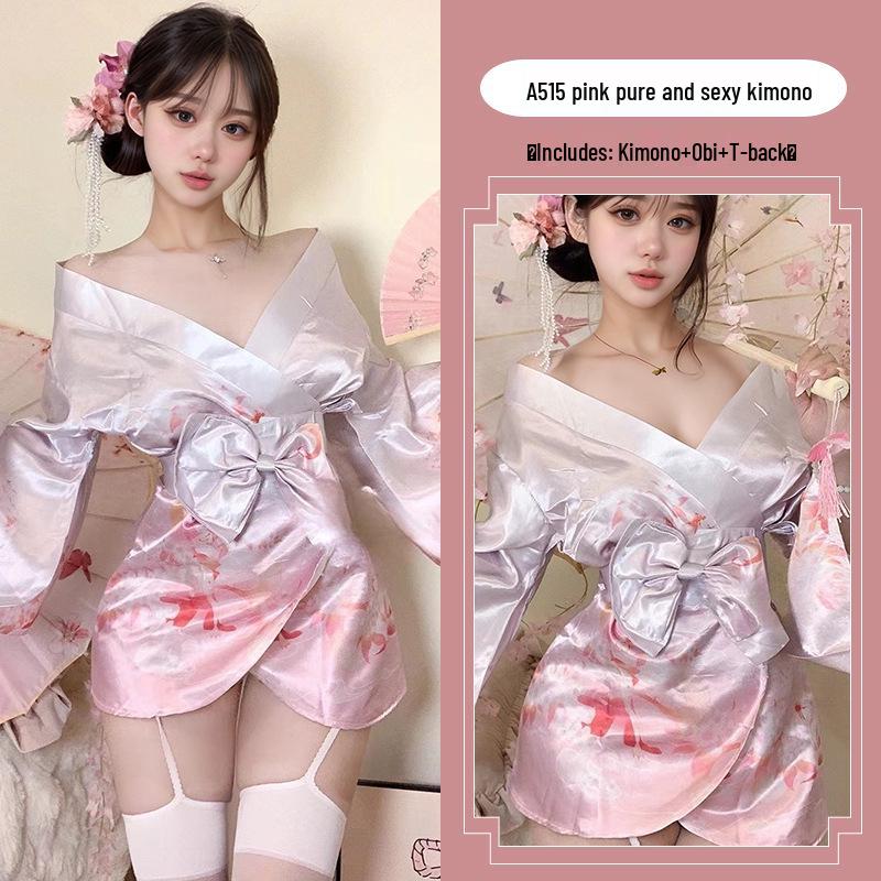 

Лисья мечта: Сексуальное глубокое V цветочное кимоно-бельё One Size