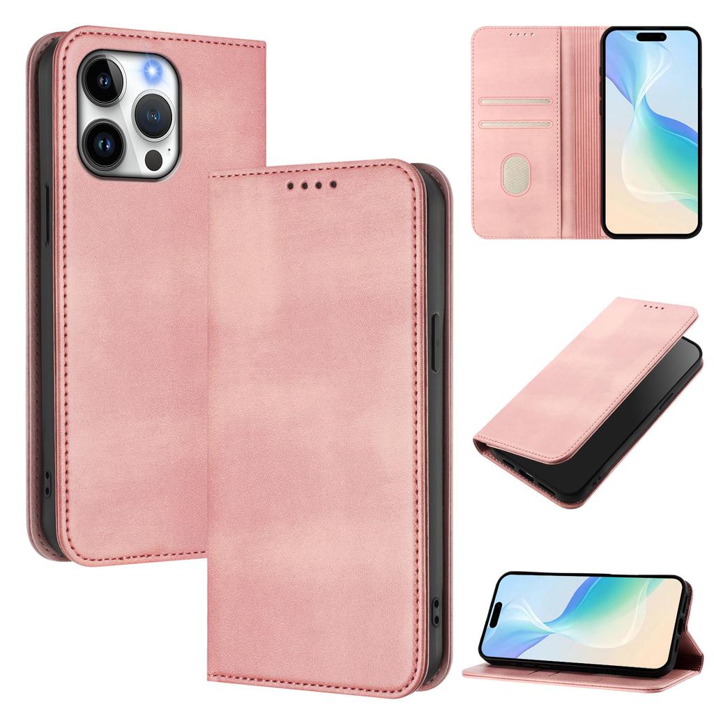 Applicable to iPhone16E leather case, Samsung S26 retro leather pattern card wallet magnetic protective case A25E solid color