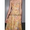 Autumn New Women's Clothing Cotton Blended round Neck A- line Decorative Layer Hem Flower Print Dress 8511050