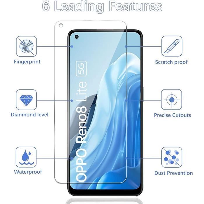2 Tempered Glasses for OPPO Reno 8 Lite 5G Transparent Protection