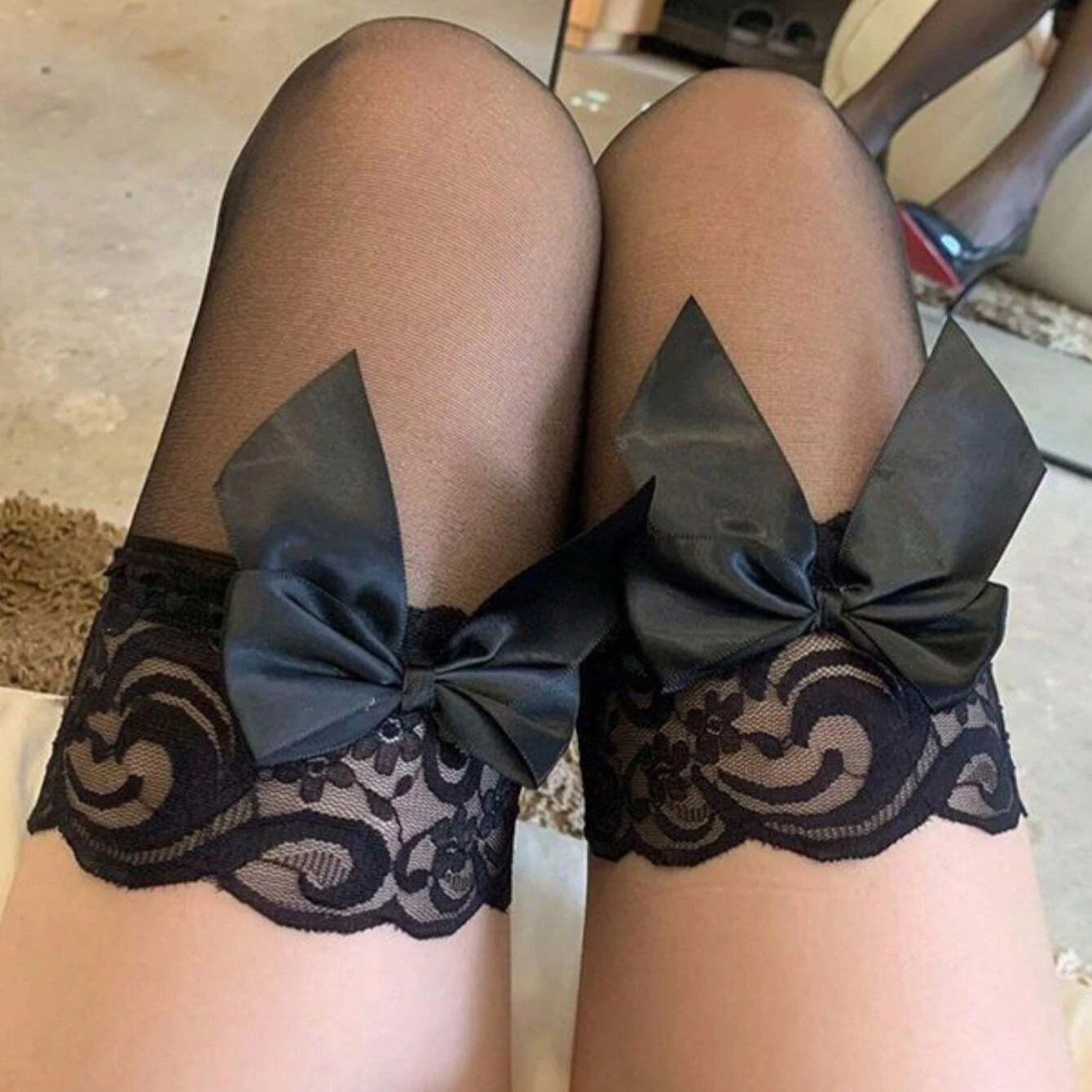 1 пара милых длинных носков выше колена для женщин и девушек, носки-подвязки «Лолита» с кружевом и бантом, чулки до бедра, эластичные чулки One Size