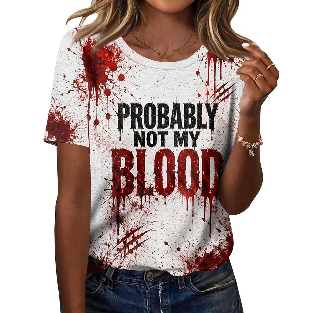 Women's Casual Halloween Print Short Sleeve T-Shirt
