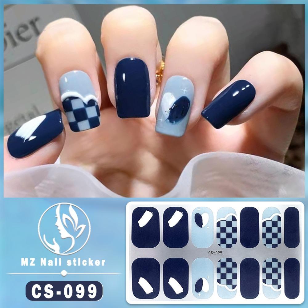 New type of bake-free gel nail polish film, full sticker, plaid spring and summer flower nail art film, nail film, waterproof paper patch