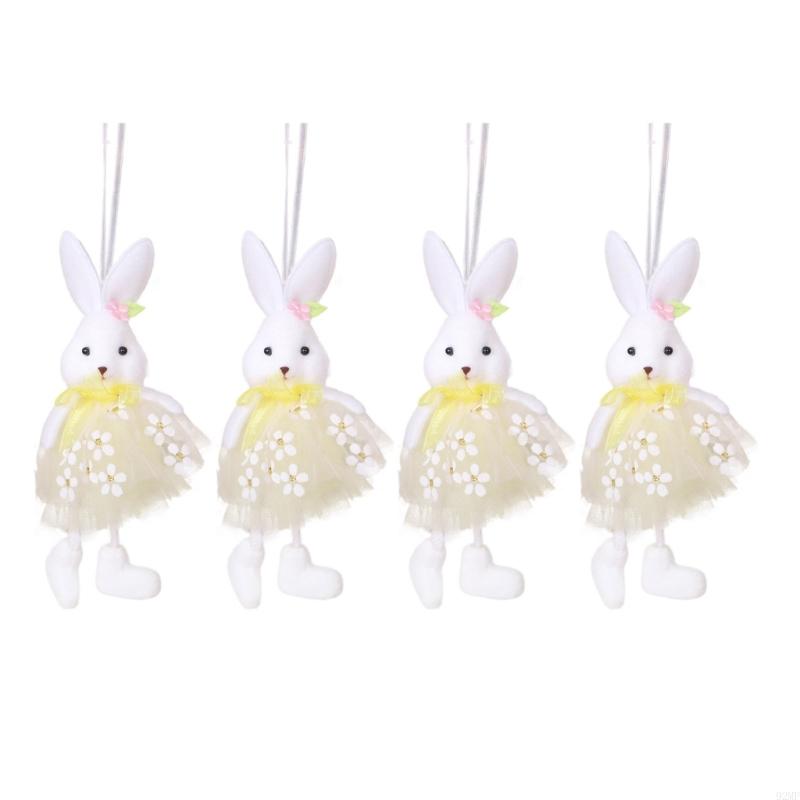 92MF 4Pcs Holiday Bunnies Ornaments Multicolor Hanging Decorations for Party
