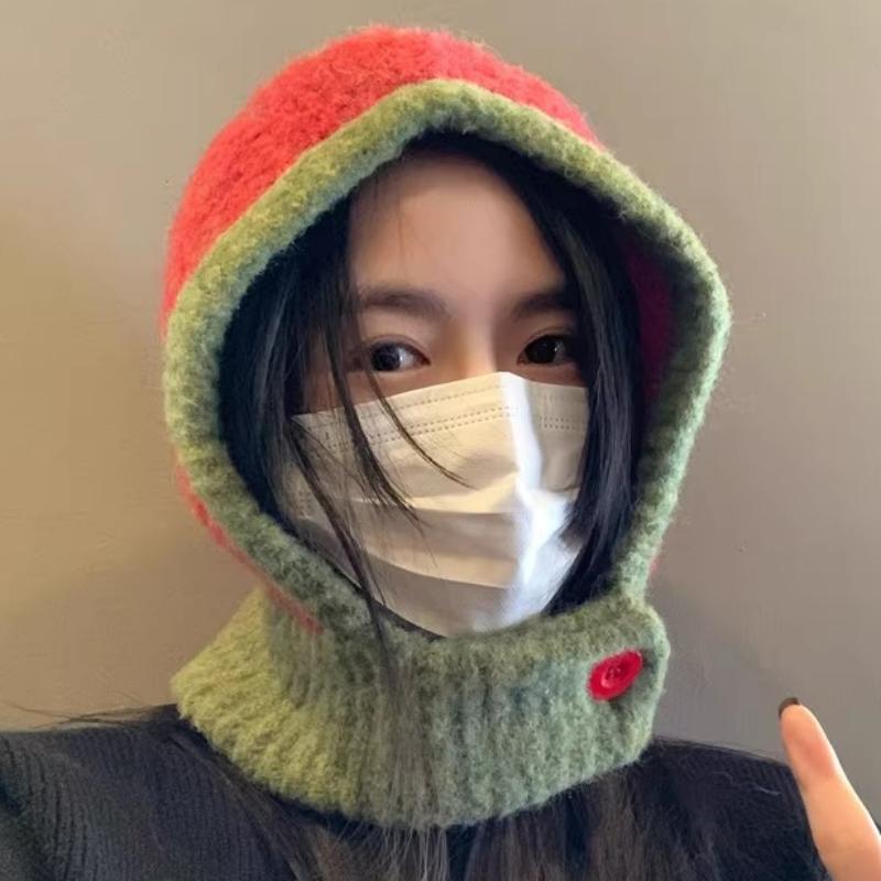 Autumn Headgear Earflaps Scarf Hat Balaclava Pilling Resistant Bomber Cap Windproof Ear Protection Bib Hat Women Lady