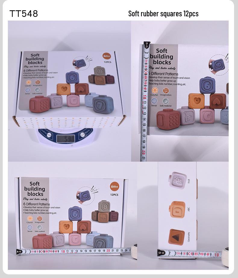 Kleinkind Früherziehung Regenbogen Stapel- & Quietschring Beißring Spielzeug