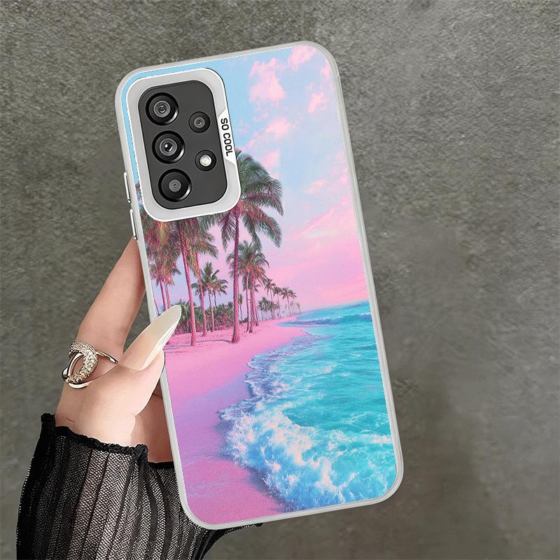 Pink Sunset Beach Dreamy Scenery Soft Phone Case for Samsung A17 A16 A15 A14 A13 A57 A56 A55 A54 A53 A37 A36 A35 A34 A33 A26 A25