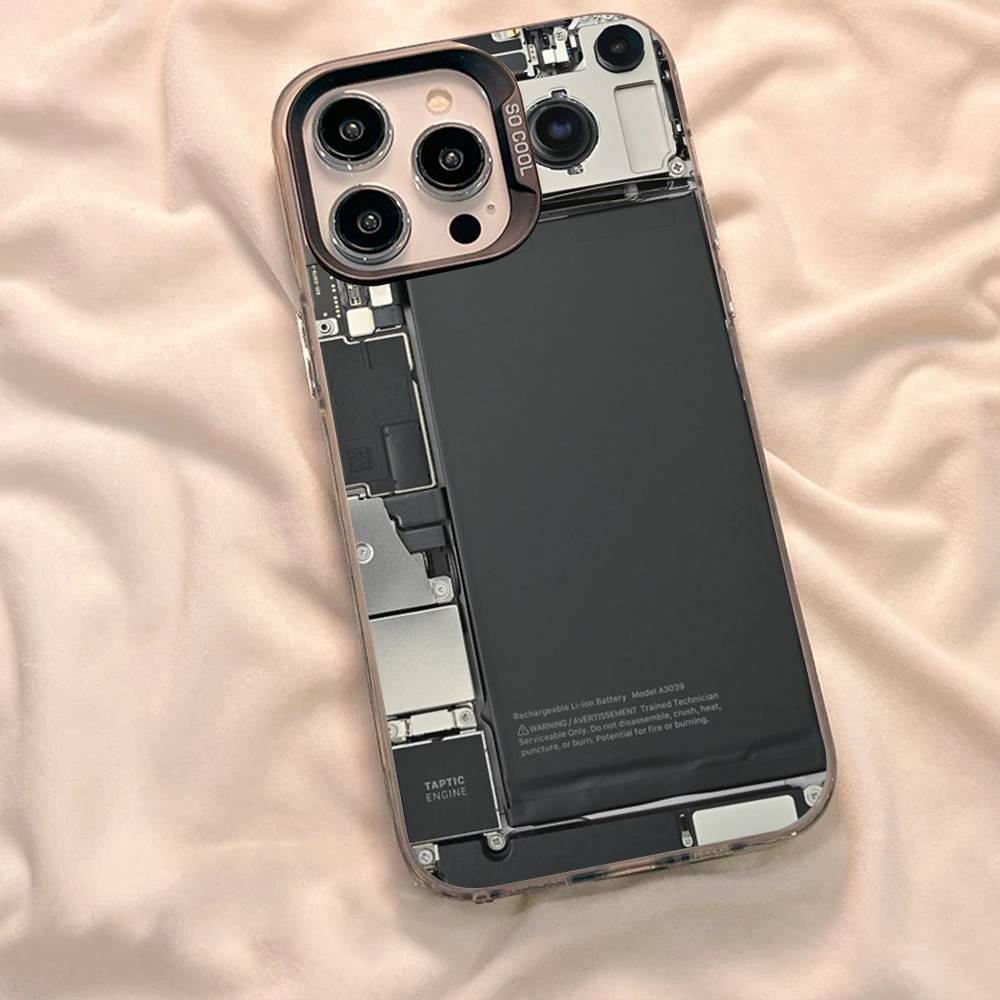 Creative Circuit Board Pattern Phone Case For iPhone 17 Air 16 15 14 11 12 13 Pro Max Plus X XR XS Colored Silver Hard Cover