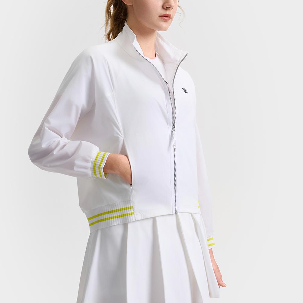 Fila Tennis Series Loose Fit Tennis Woven Stand Collar Jacket Women Jacket Jade-White A11W523701F-WT