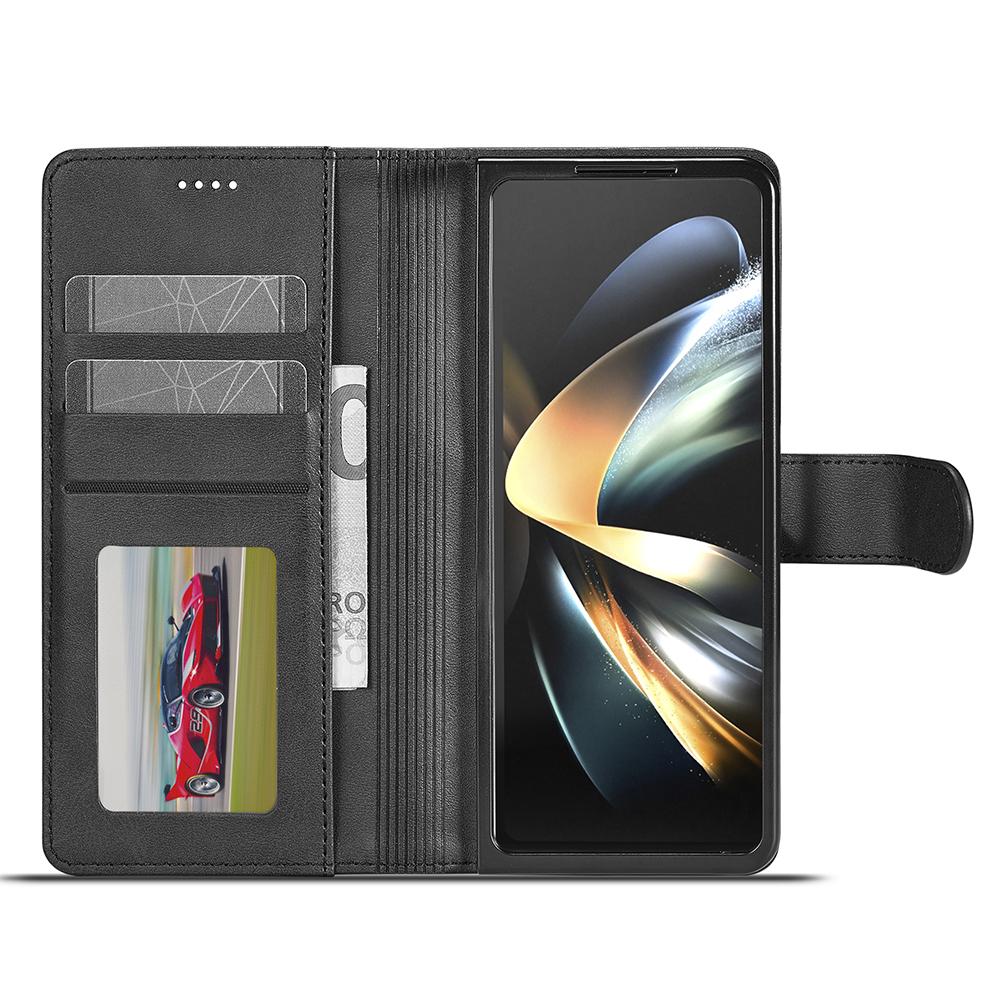 

LC.IMEEKE For Samsung Galaxy Z Fold6 5G Case Calf Texture Magnetic Clasp Stand Phone Cover Black