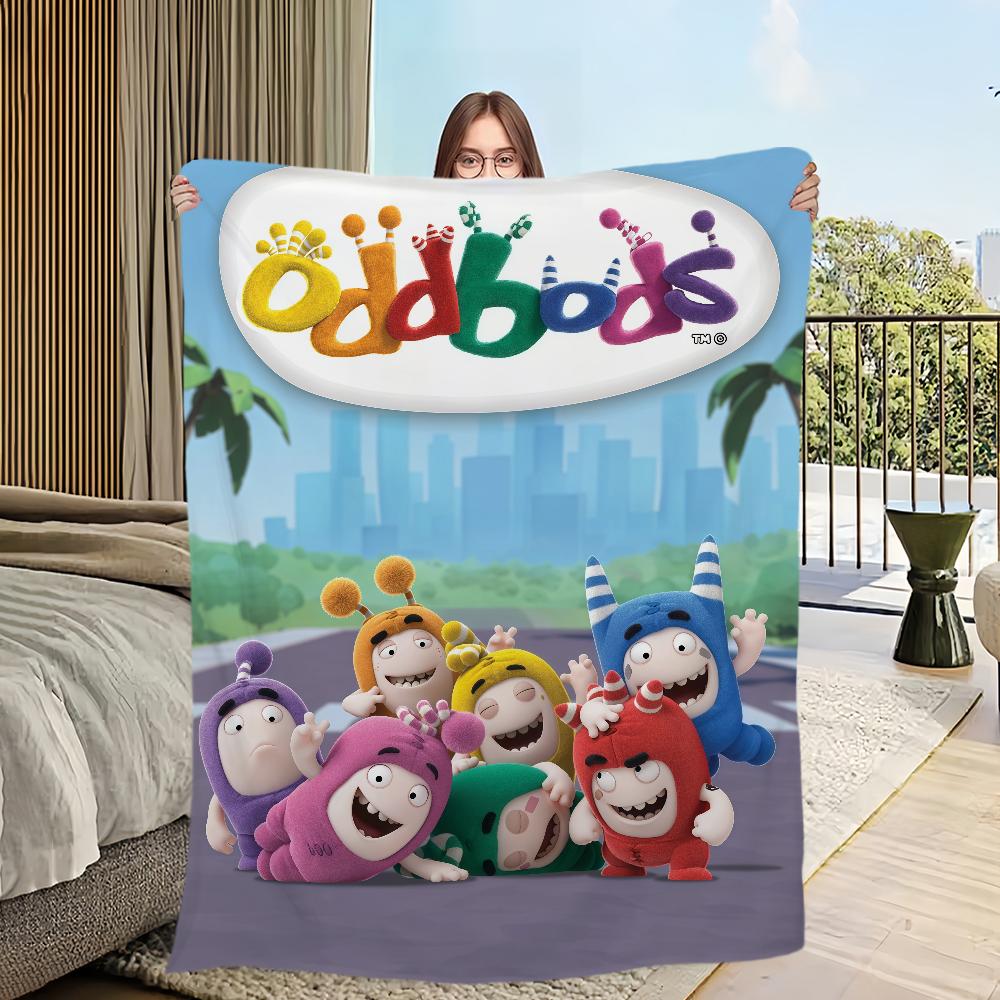 Cartoon Cute O-Oddbods-ES Blanket Flannel Warm Comfort Soft Plush Blanket For Picnic Beds Sofas Homes And Bedrooms