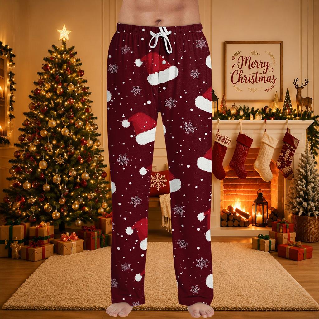 Men's Christmas Printed Pajama Pants for Casual Sleep