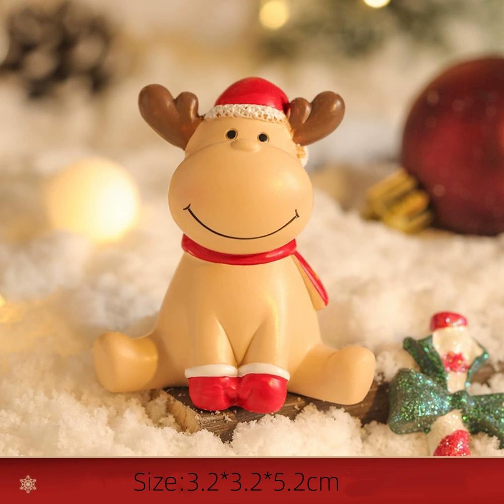 Creative Christmas Ornaments Holiday Party Decoration Cartoon Santa Claus Snowman Resin Ornaments Miniature Scene Layout