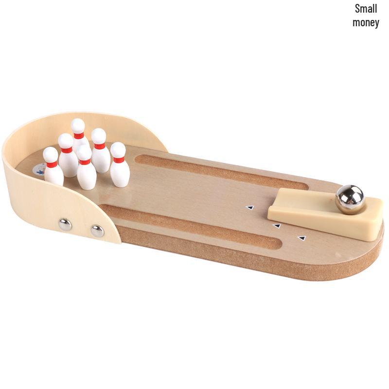 

Children s Wooden Educational Mini Bowling Game for Parent-Child Interaction with Tabletop Rolling Ball