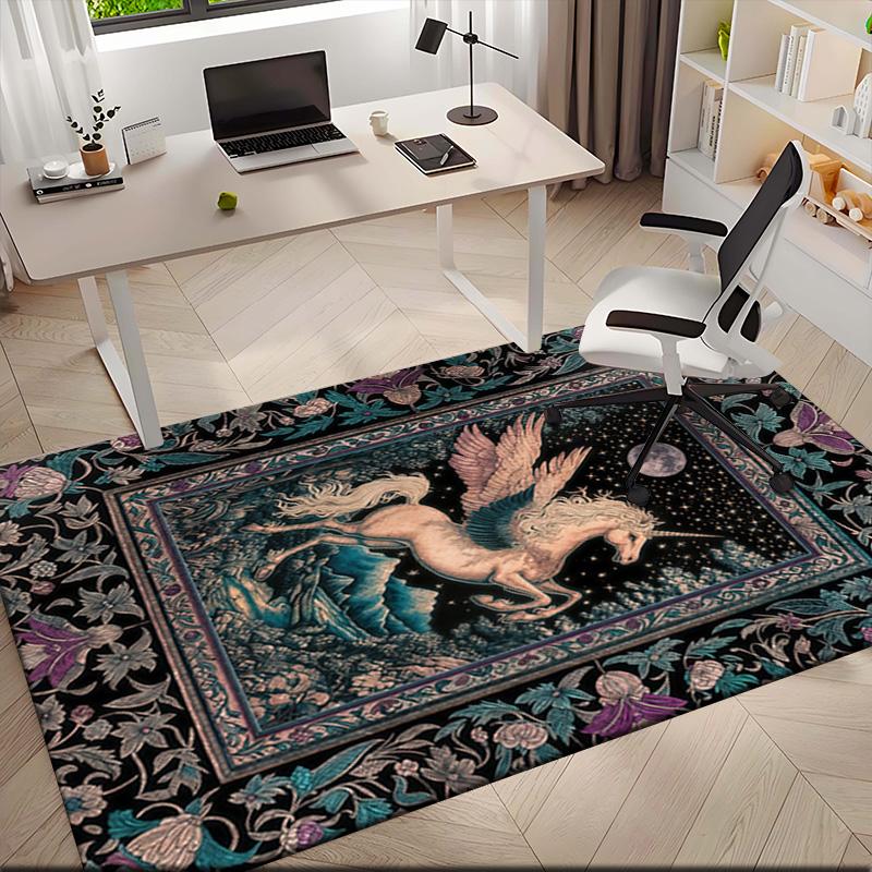 1pc Medieval fairy tale aesthetics unicorn Carpet Rug for Living Room Bedroom Home Sofa Decoration,Kids play Non-slip Floor Mat