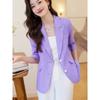 K-style Plus Size New Arrival Work Clothing Ol Two Buttons Thin Solid Color Half Sleeves Small Business Suit Coat Casual Chiffon Sun Protection Shirt