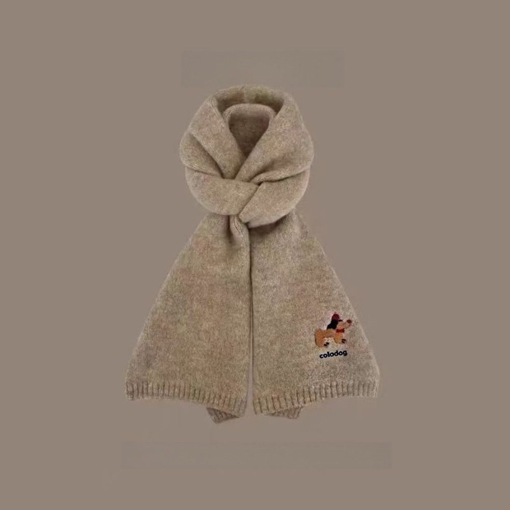 Dachshund Knitted Scarf Thicken Winter Wool Scarves Classic Dog Embroidered Shawl  Women/Men