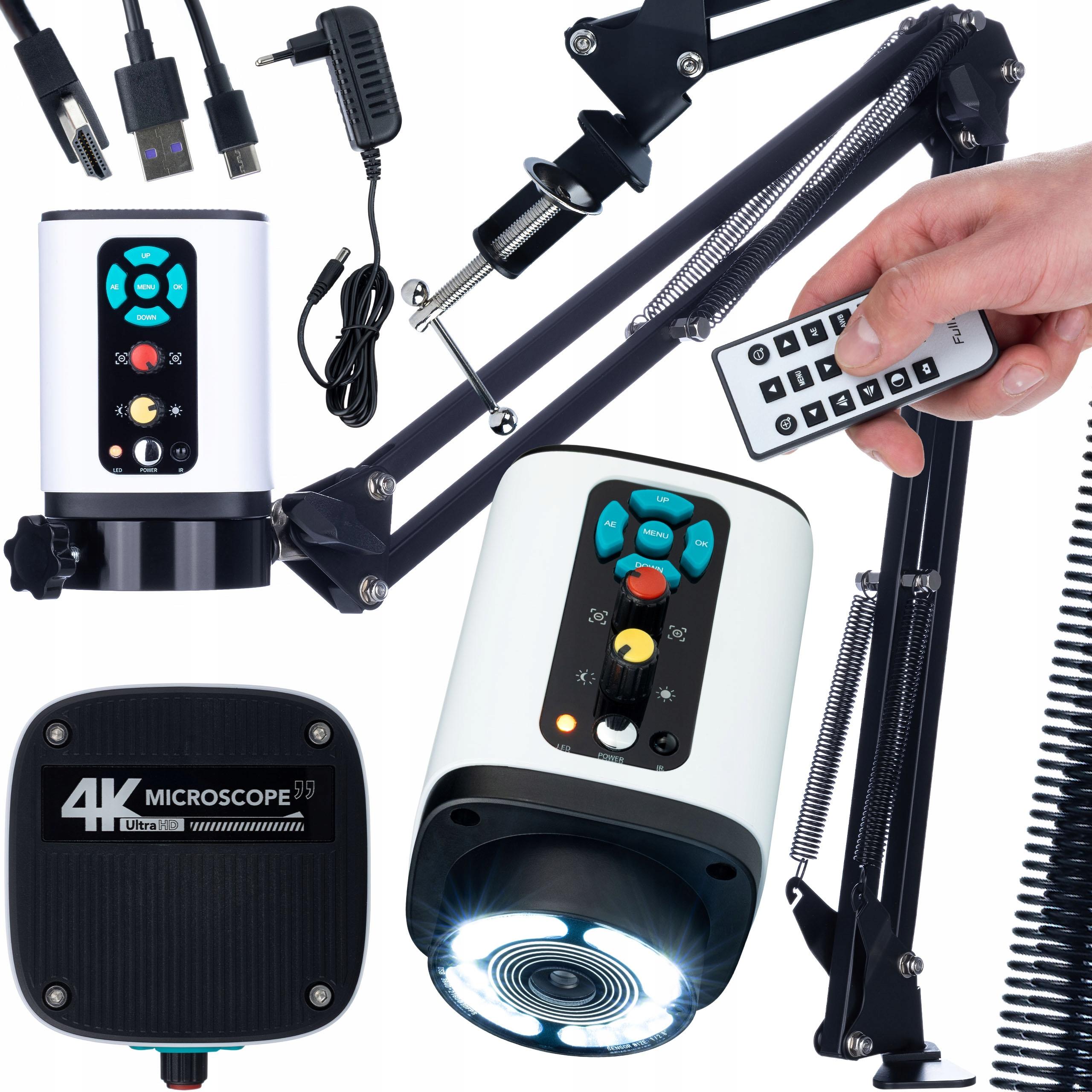 Altair ProVision 4K Set – Mikroskop Cyfrowy z Kamerą Sony 8.29MP | HDMI + USB | Wysięgnik Ruchomy z Bazą | LED 24