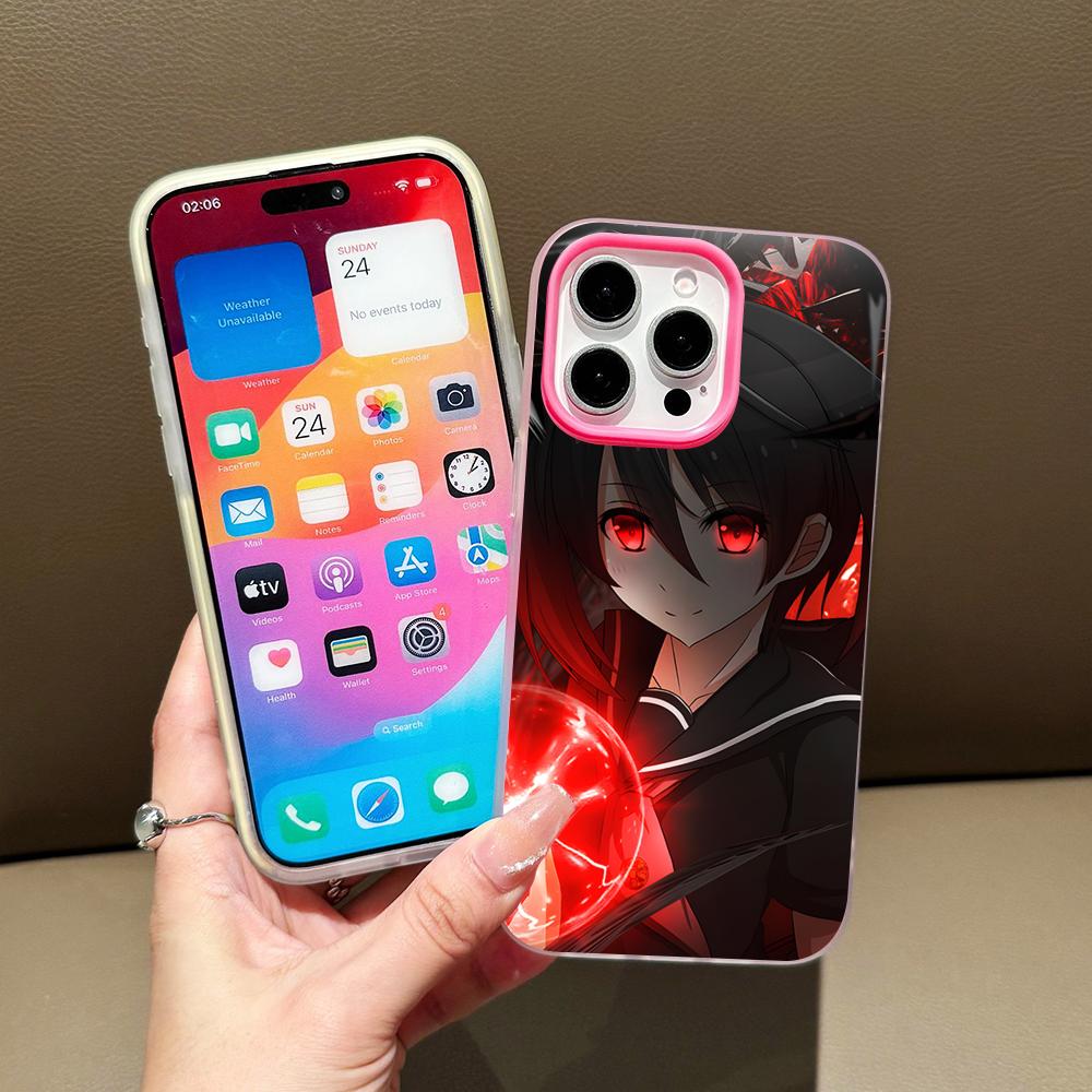 Akame Kurome Jelly Double layer Rose Red Mobile Phone Case for iPhone 17 16 15 14 13 12 11 Air Pro Max Plus Protective