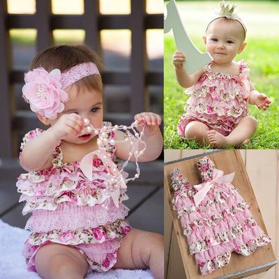 Newborn Kids Baby Girl Sister Floral Jumpsuit Romper Wedding Princess Dress Sets