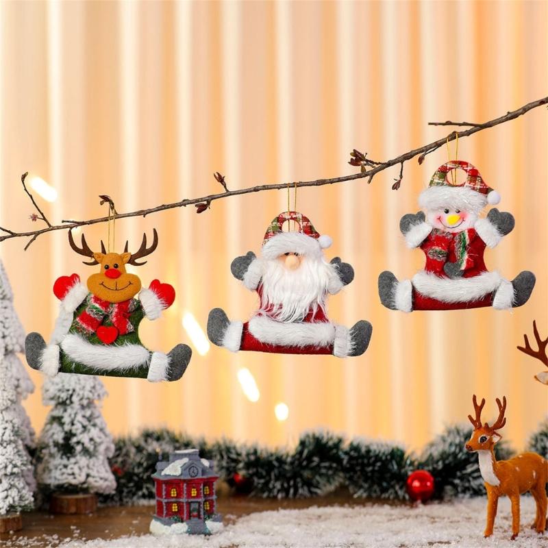 4 Pcs Christmas Ornaments Sitting Doll Hanging Pendant Party Supplies for Holiday Wedding Party Wreath Decoration