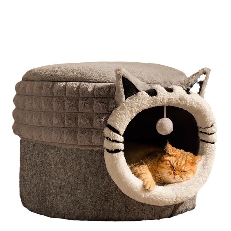 Closed Warm Cat Nest Bed, Four Seasons Universal Pet Shelter, Safe Hiding Sleeping Nest for Kittens & Adult Cats