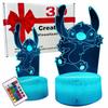 Lilo en Stitch Stitch 16 LED 3D Nachtlampje Voor Kinderen + Afstandsbediening