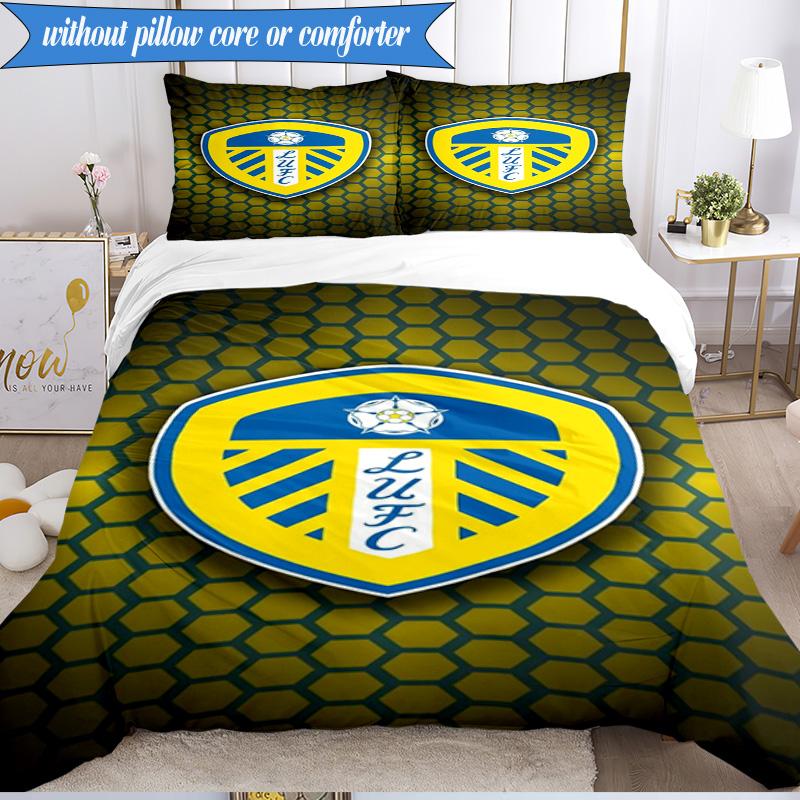 3PCS Leeds Crest Design Printed Soft Bedding Set,Including 1pc Duvet Cover And 2pcs Pillowcases Perfect for Bedroom, Dormitory, Fan gift