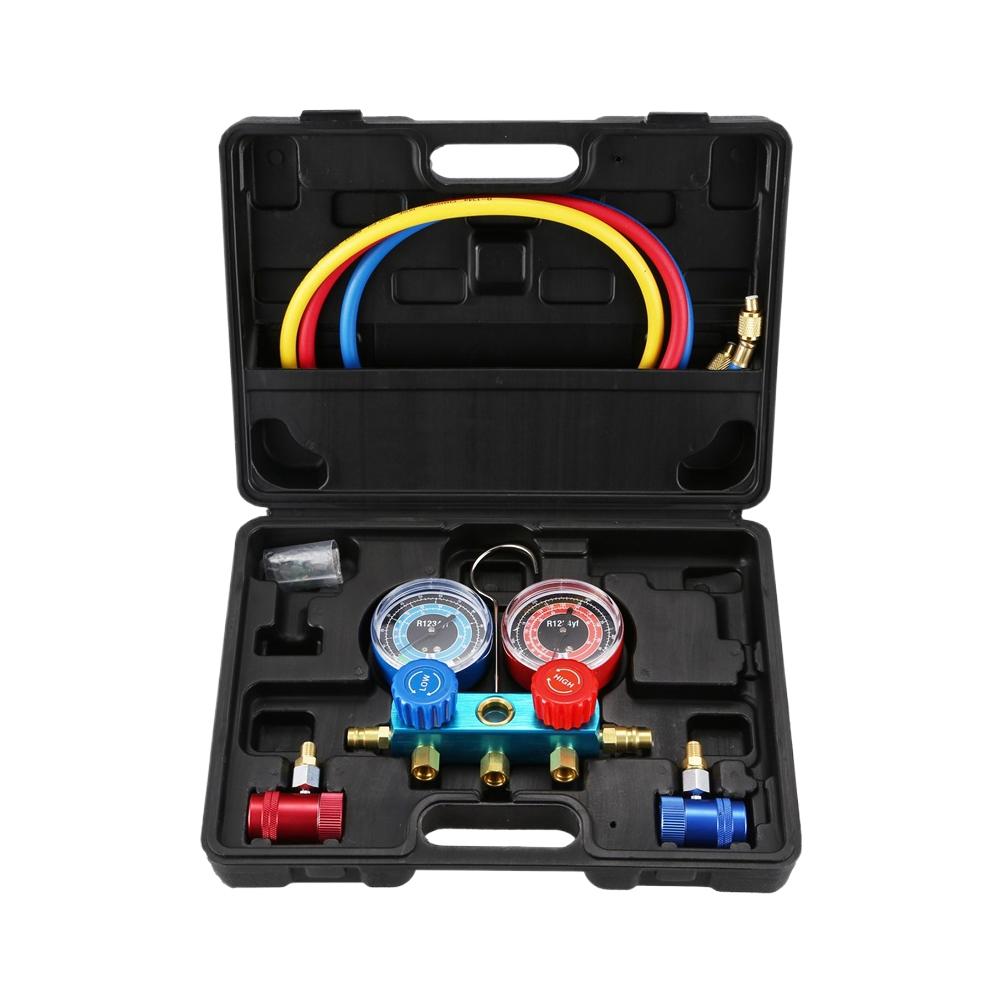 

Refrigeration Air Conditioning Manifold Gauge Maintenence Tool Freon Adding Gauge For R12 R22 R404A R134A Car Manifold Gauge Set