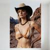 Sexy Woman In Desert Landscape Rocky Mountains Tin Sign Vintage Metal Poster for Bar Pub Home Cafe Wall Decor with Cowboy Hat an
