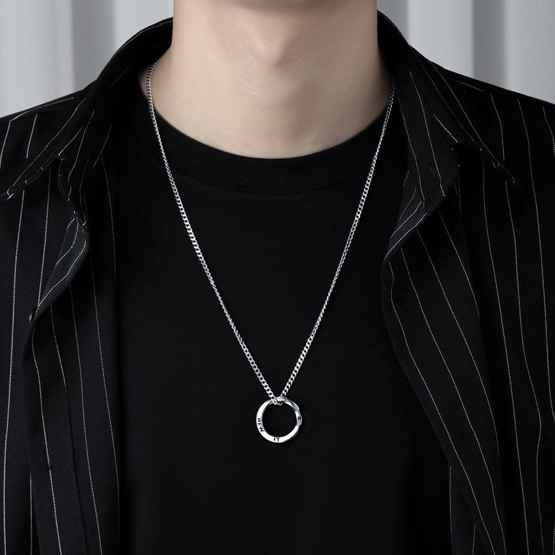 Necklace - A Versatile New Model of Horsewhip Chain with Titanium Steel Pendant for Men's Necklace