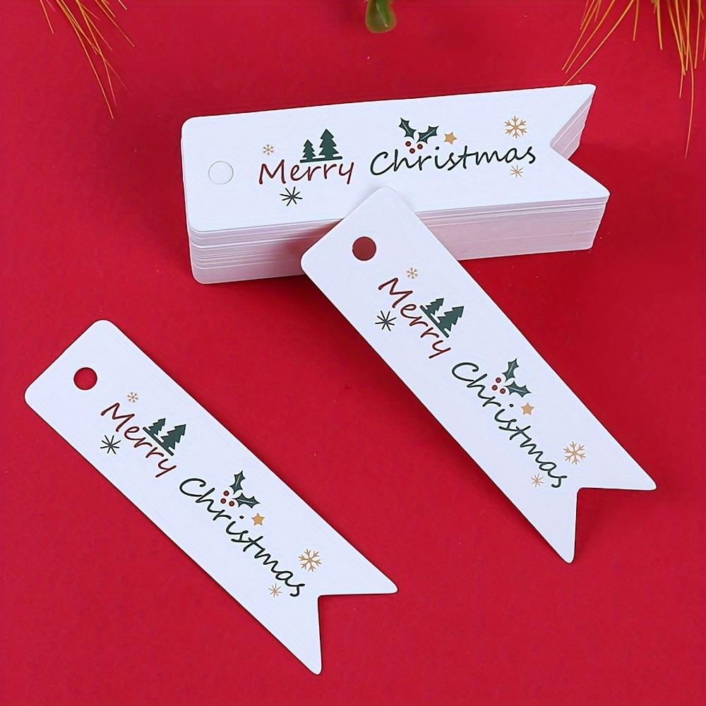 100PCS Matte Finish Christmas Gift Tags with String - Holiday Present Labels with Merry Christmas Lettering Design