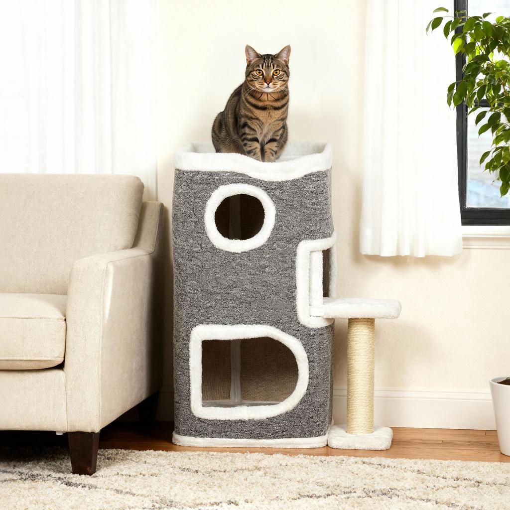 75 cm Cat Tree, Cat Tower Condo for Indoor Cats with Scratching Post, Jumping Platform, Grey
