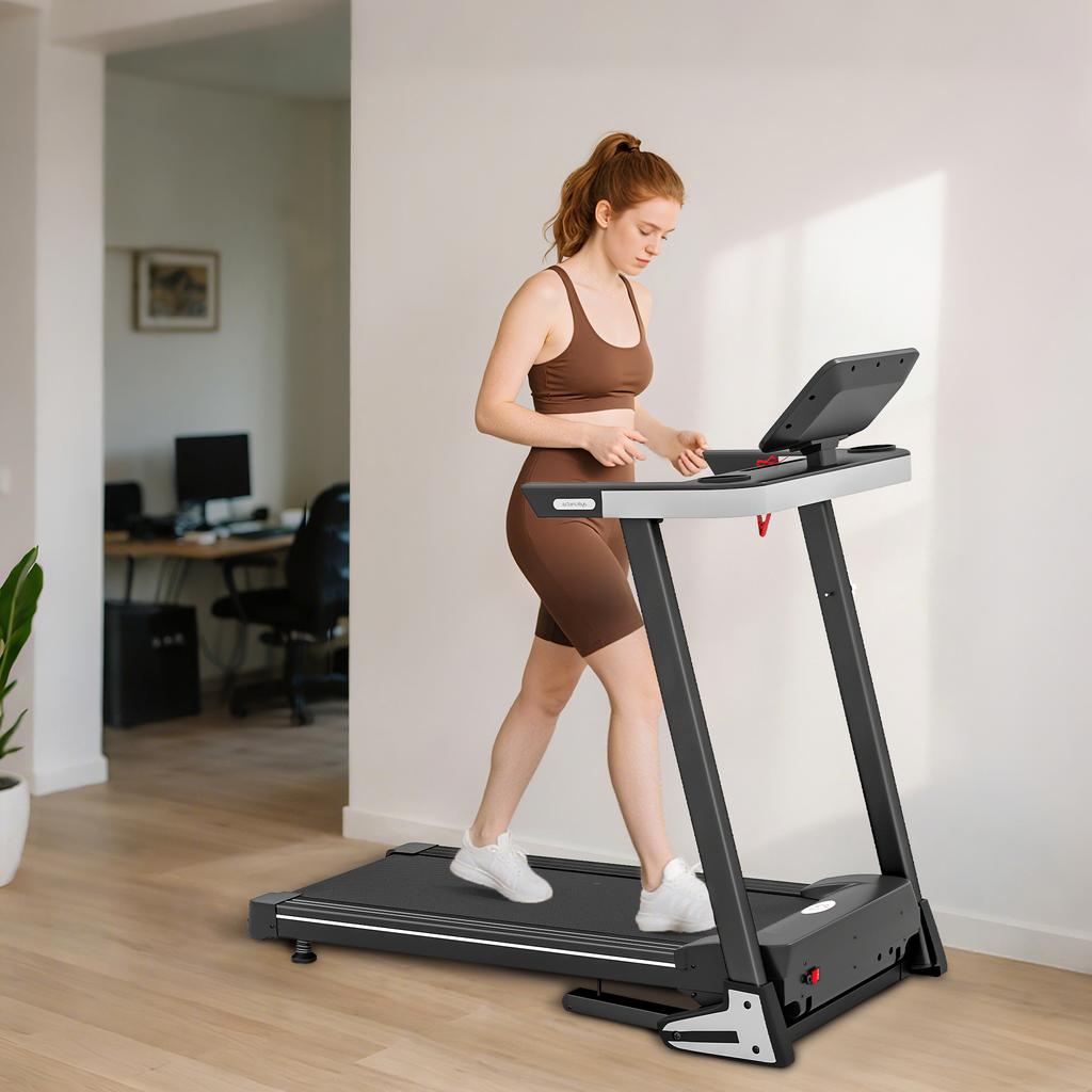 Folding Treadmill for Home Motorised Running Machine W/ LCD Display Black