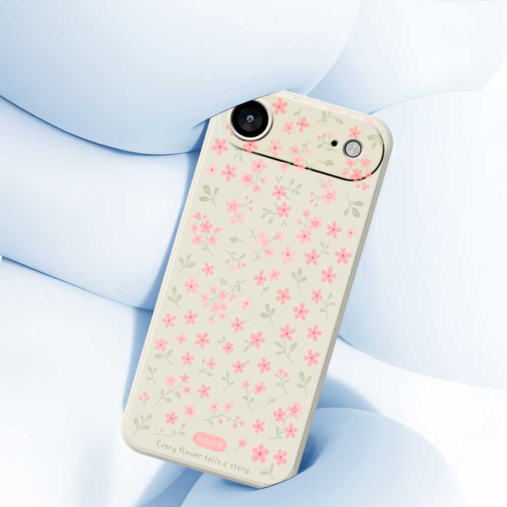 For iPhone 17 Air Case Pink Small Flowers Pattern Printing Straight Edge TPU Phone Back Cover