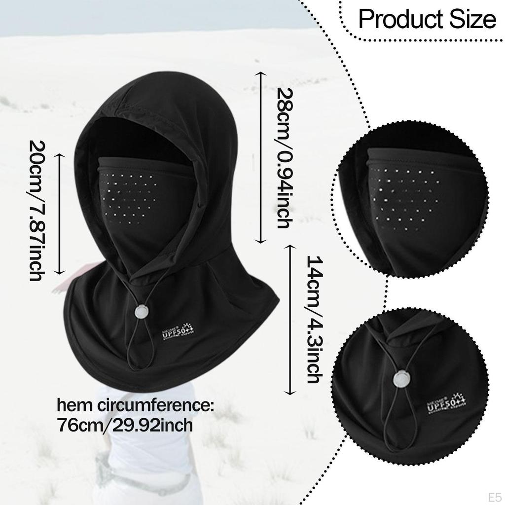 Hooded Balaclava, Lightweight, Neck Gaiter, Full Head for Outdoor Activities,