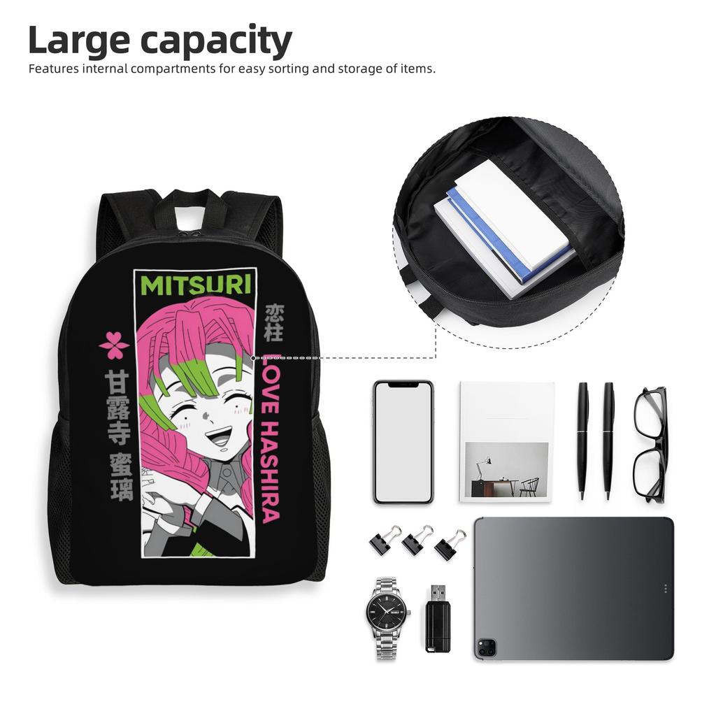 Demon Slayers Backpack for Men Women Water Resistant School College Mitsuri Bag Print Bookbags