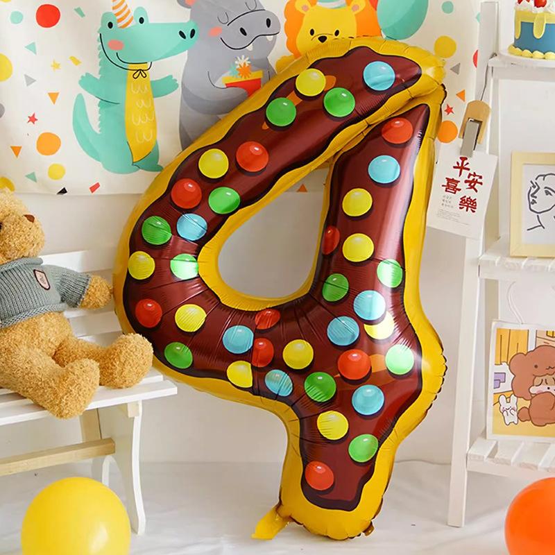 40 Inch Donut Birthday Digital Aluminum Film Balloon Children'S Baby Year Old Arrangement Food Cartoon Dopamine Party