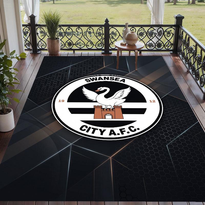 Soft Floor Carpet Swansea City Pattern Area Rug Decorative Mat For Home Room Decoration