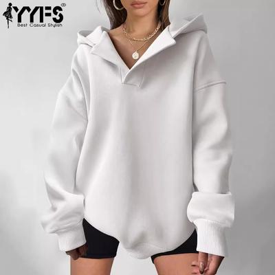 Sudaderas y sudaderas con capucha de manga larga con estampado de color sólido informal a la moda para mujer