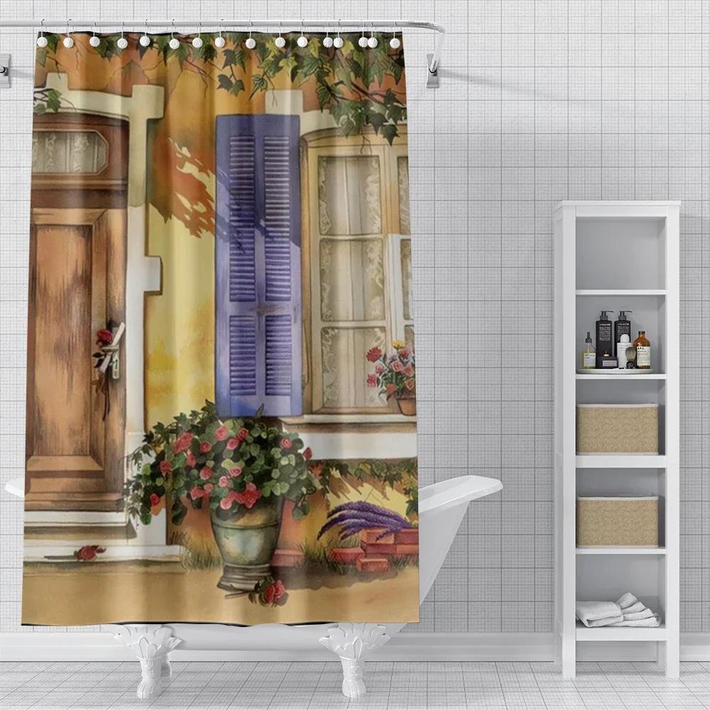 Heim Duschvorhänge für Badezimmer Ölgemälde Stil Wasserdichter Stoff Badezimmervorhänge Moderner Duschvorhang