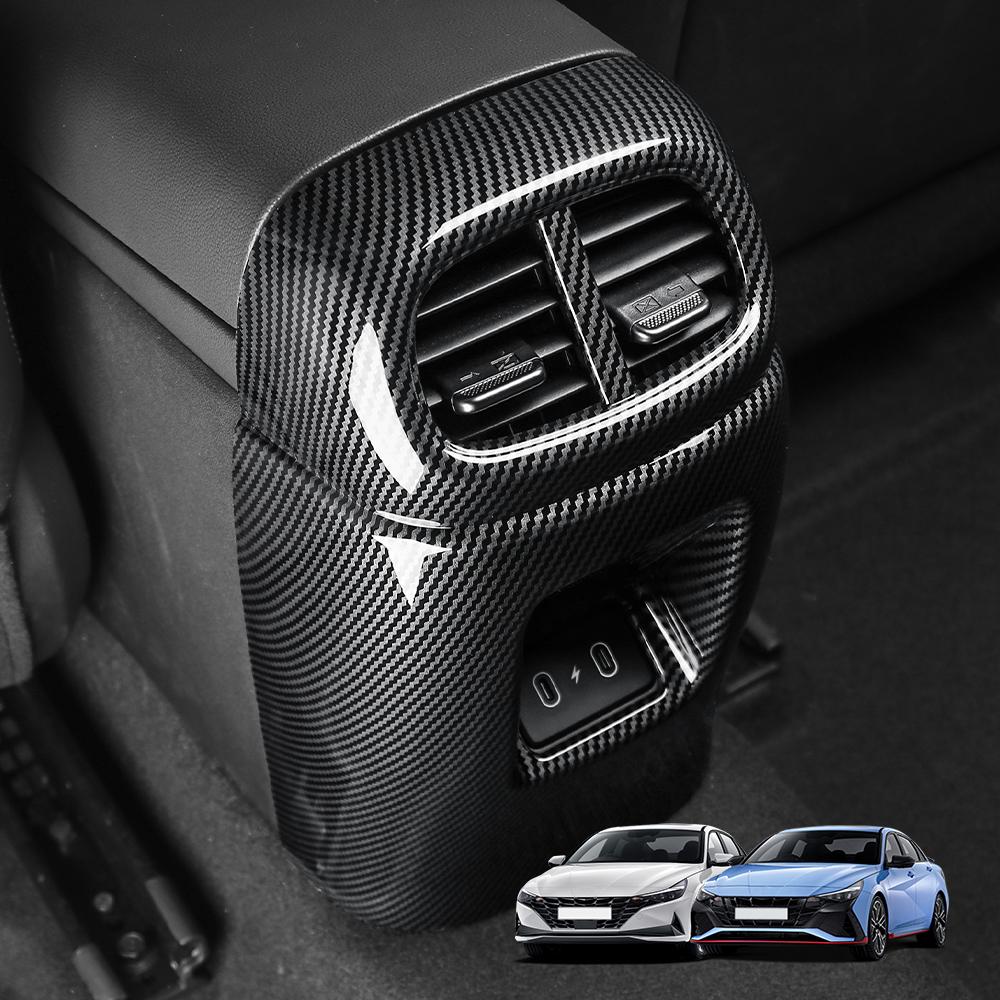 For Hyundai Elantra CN7 N Line/ CN7 Car Accessories Interior Carbon Fiber ABS Rear Seat AC Vent Frame Air Outlet Cover Trim