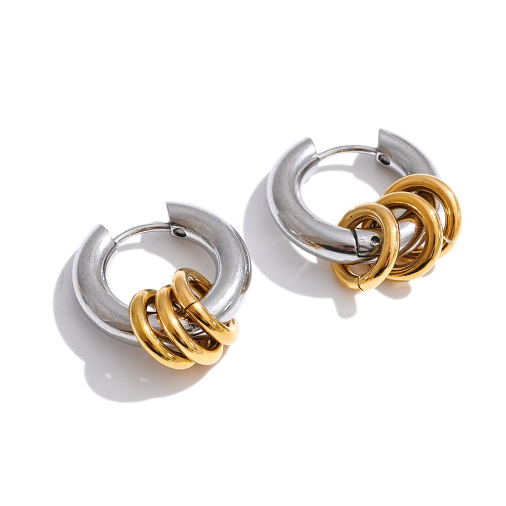 

Yhpup Stainless Steel Layered Round Drop Hoop Earrings for Women Daily Casual Minimalist Trendy Jewelry Wholesale Waterproof