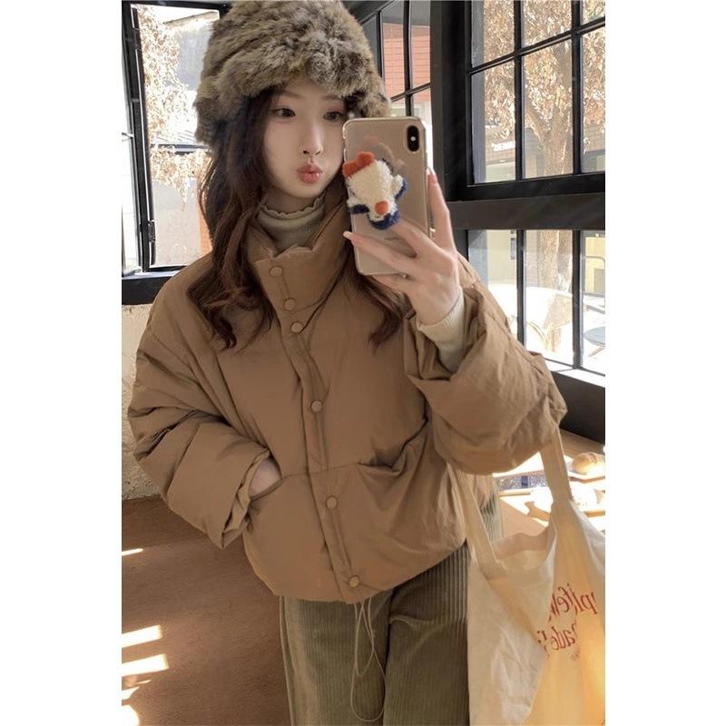

Women s Winter 2024 Short Padded Cotton Coat - Korean Style Loose Fit XXL (65-73 kg) хакі