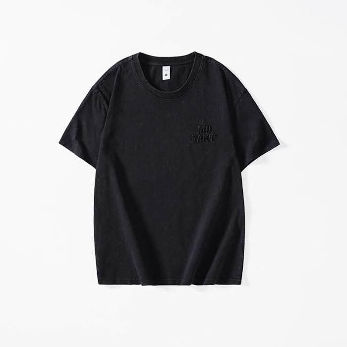 

Новая летняя мужская футболка с коротким рукавом и принтом, больших размеров, свободная, в американском ретро-стиле, с рукавом до локтя 4XL чёрный