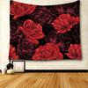 Red Rose Flower Plant Tapestry Botanical Nature Red and Black Tapestry for Bedroom Living Room Wall Decor
